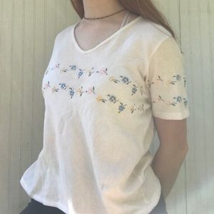 cream/ floral shirt